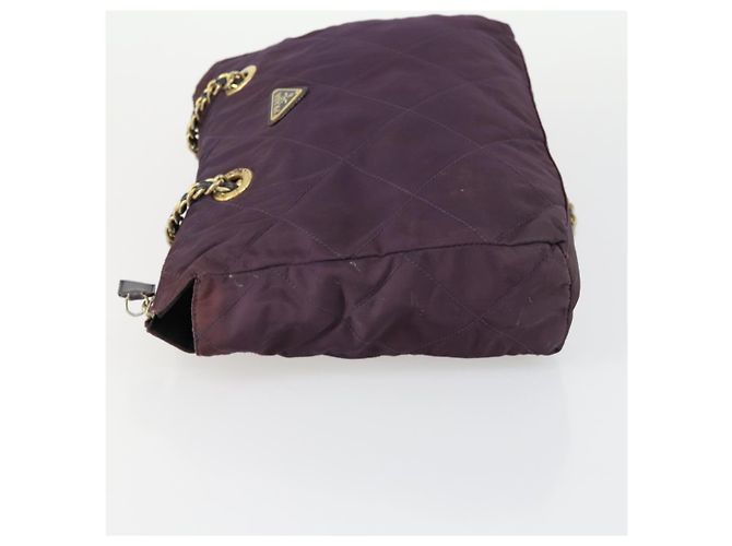 PRADA Borsa a Spalla con Catena Nylon Viola Oro Auth 155418 D'oro Porpora - vista 4