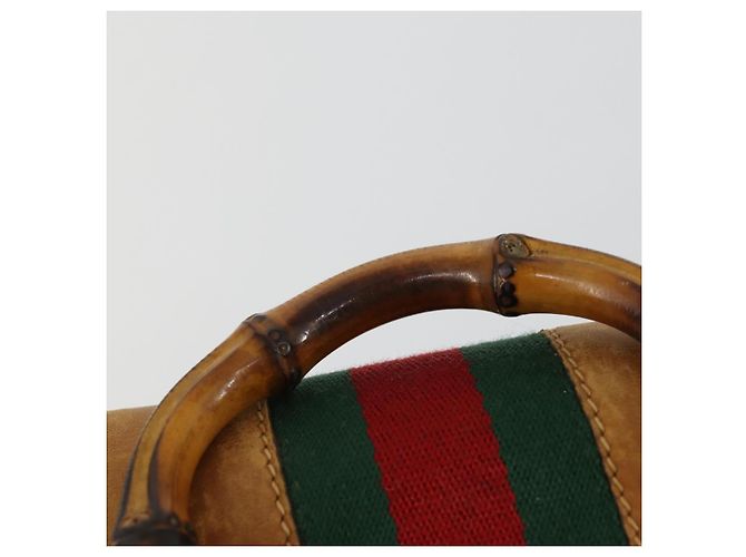 GUCCI Bamboo Web Sherry Line Backpack Leather Brown Red Auth 151581 - view 14