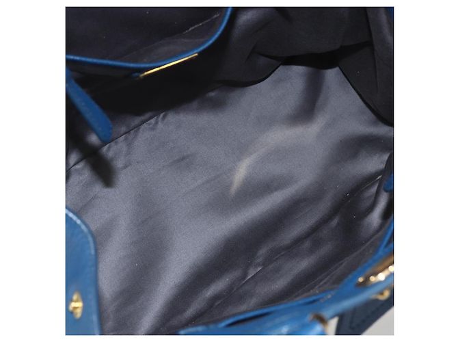 Borsa a mano Miu Miu in pelle 2 in 1 blu oro Auth 156133 D'oro - vista 11
