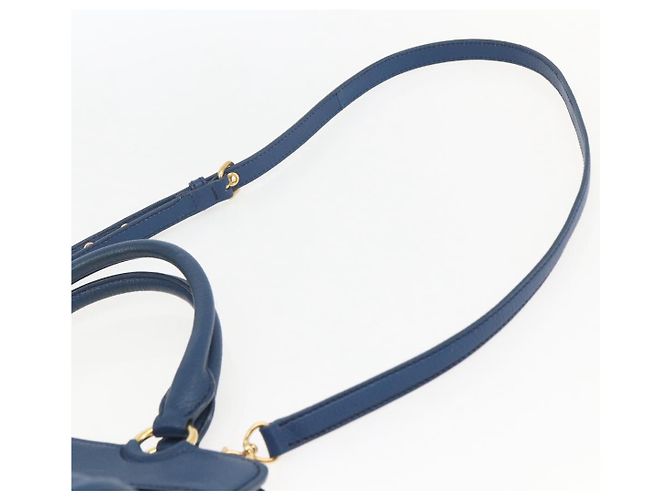 Borsa a mano Miu Miu in pelle 2 in 1 blu oro Auth 156133 D'oro - vista 15