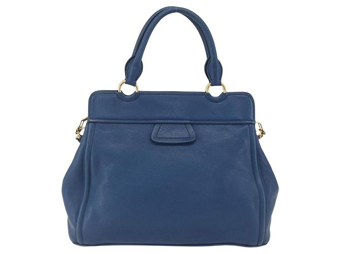 Borsa a mano Miu Miu in pelle 2 in 1 blu oro Auth 156133 D'oro - vista 2