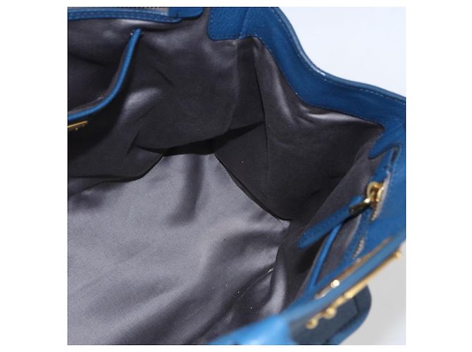 Borsa a mano Miu Miu in pelle 2 in 1 blu oro Auth 156133 D'oro - vista 20