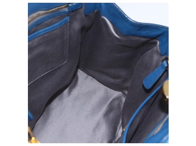 Borsa a mano Miu Miu in pelle 2 in 1 blu oro Auth 156133 D'oro - vista 21