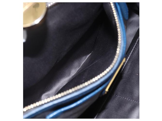 Borsa a mano Miu Miu in pelle 2 in 1 blu oro Auth 156133 D'oro - vista 23