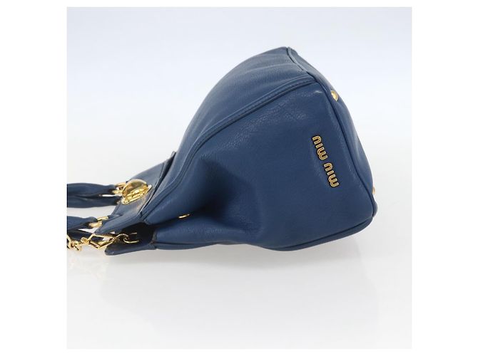 Borsa a mano Miu Miu in pelle 2 in 1 blu oro Auth 156133 D'oro - vista 3