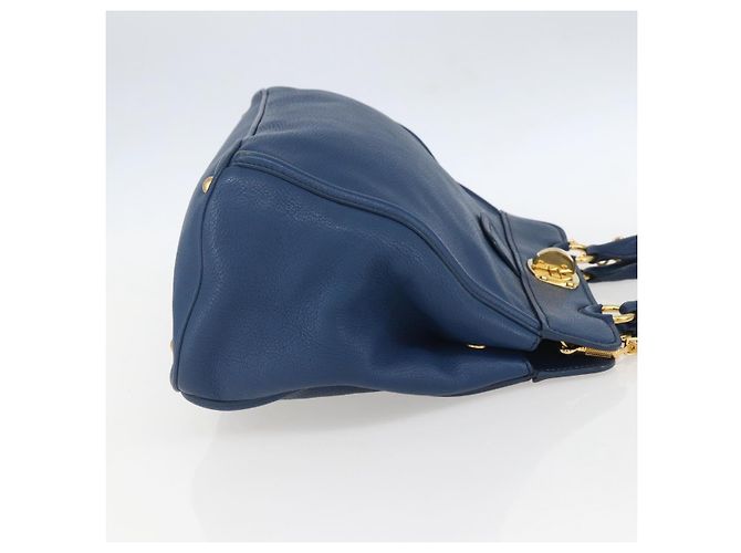 Borsa a mano Miu Miu in pelle 2 in 1 blu oro Auth 156133 D'oro - vista 4