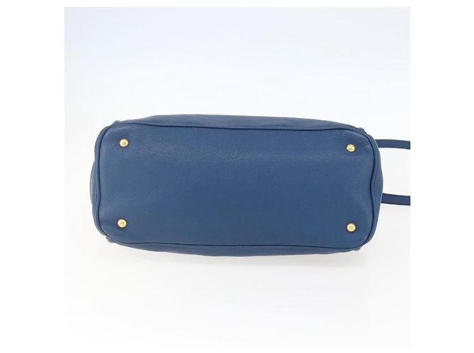 Borsa a mano Miu Miu in pelle 2 in 1 blu oro Auth 156133 D'oro - vista 5