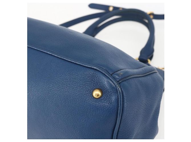 Borsa a mano Miu Miu in pelle 2 in 1 blu oro Auth 156133 D'oro - vista 9