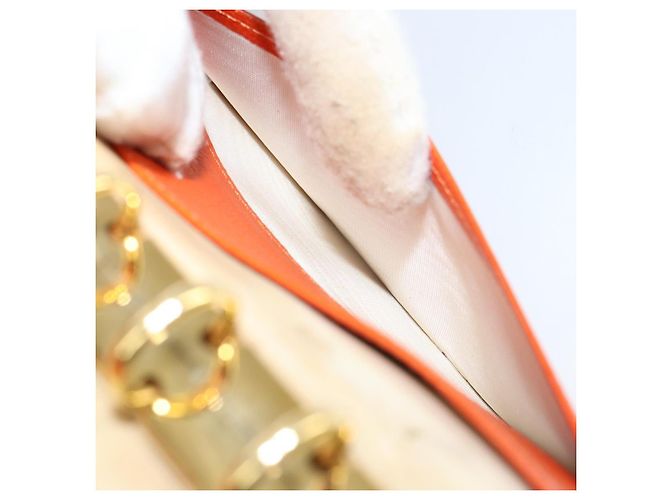 Cubierta de Planificador CHANEL Cuero Naranja Oro CC Auth fm4997 Dorado - vista 10