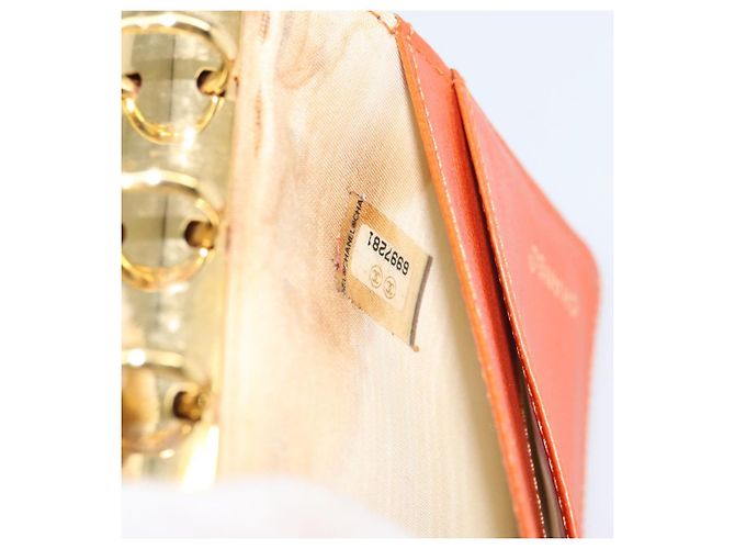 Cubierta de Planificador CHANEL Cuero Naranja Oro CC Auth fm4997 Dorado - vista 11