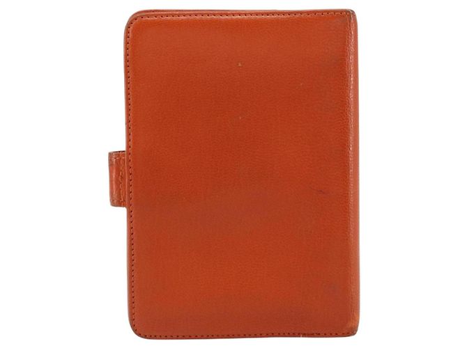 Cubierta de Planificador CHANEL Cuero Naranja Oro CC Auth fm4997 Dorado - vista 2