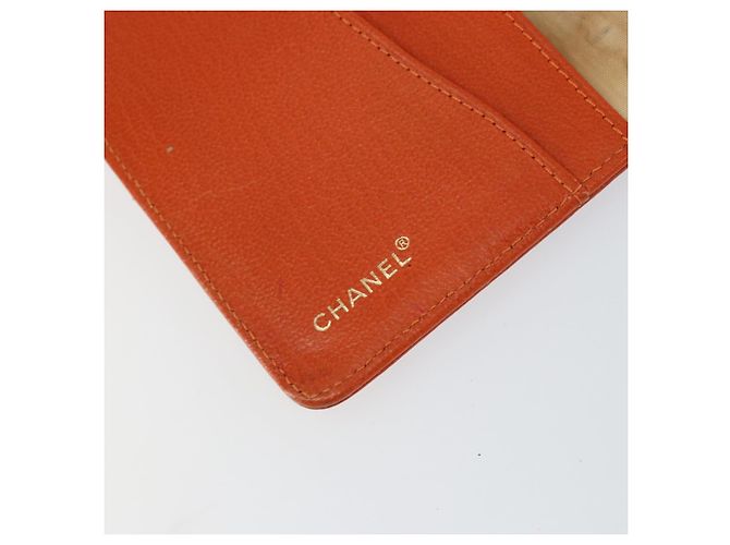 Cubierta de Planificador CHANEL Cuero Naranja Oro CC Auth fm4997 Dorado - vista 20