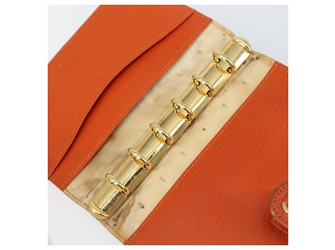 Cubierta de Planificador CHANEL Cuero Naranja Oro CC Auth fm4997 Dorado - vista 21
