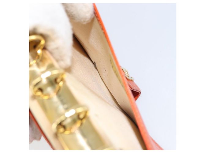 Cubierta de Planificador CHANEL Cuero Naranja Oro CC Auth fm4997 Dorado - vista 22