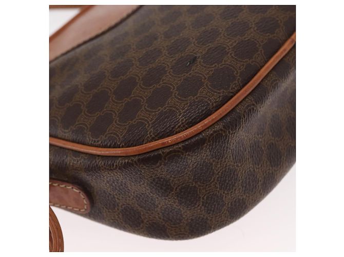 Céline Borsa a Spalla in Tela Macadam CELINE in Pelle PVC Marrone Oro Auth 156702 D'oro - vista 16
