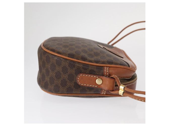 Céline Borsa a Spalla in Tela Macadam CELINE in Pelle PVC Marrone Oro Auth 156702 D'oro - vista 3