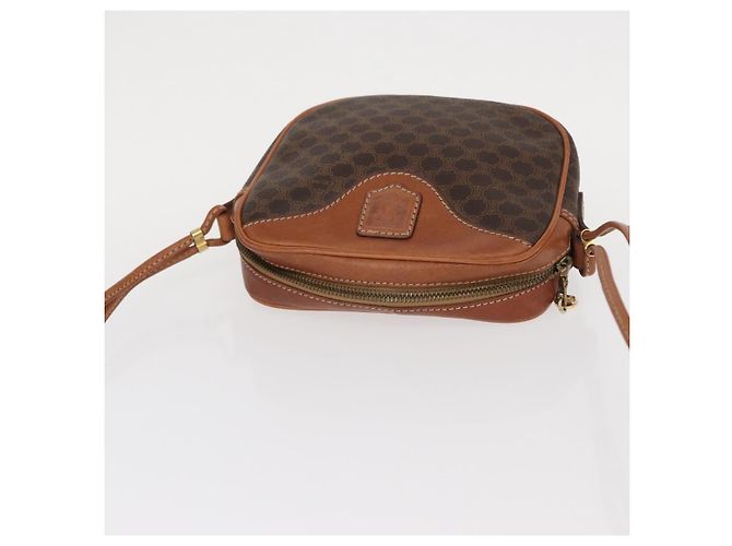 Céline Borsa a Spalla in Tela Macadam CELINE in Pelle PVC Marrone Oro Auth 156702 D'oro - vista 6