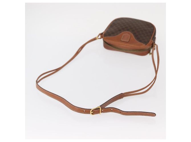 Céline Borsa a Spalla in Tela Macadam CELINE in Pelle PVC Marrone Oro Auth 156702 D'oro - vista 7