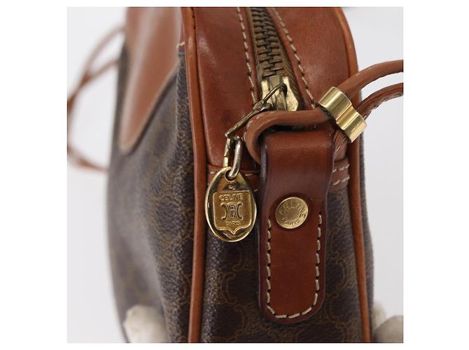 Céline Borsa a Spalla in Tela Macadam CELINE in Pelle PVC Marrone Oro Auth 156702 D'oro - vista 9