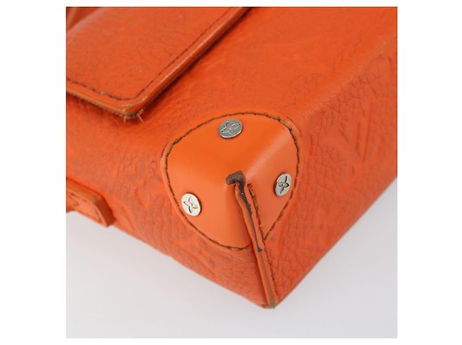 LOUIS VUITTON Taurillon Clemence Steamer Bolsa Cartera Usable Naranja Auth 156540 - vista 15