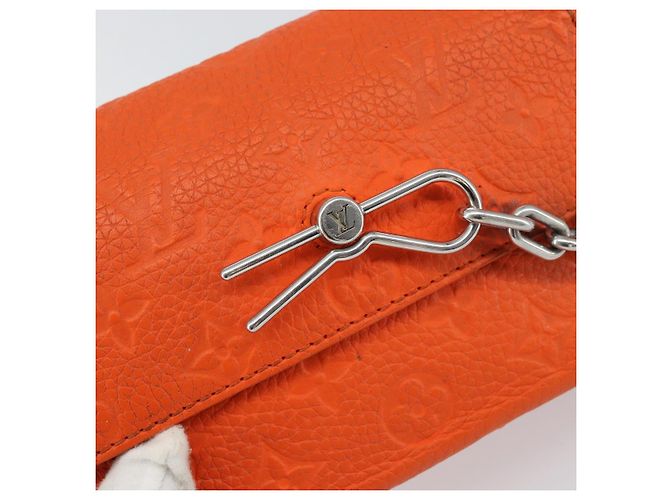 LOUIS VUITTON Taurillon Clemence Steamer Bolsa Cartera Usable Naranja Auth 156540 - vista 18