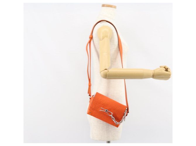 LOUIS VUITTON Taurillon Clemence Steamer Bolsa Cartera Usable Naranja Auth 156540 - vista 23