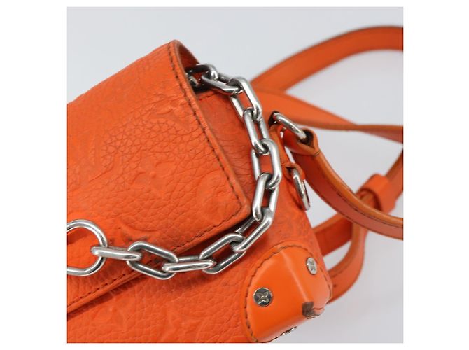 LOUIS VUITTON Taurillon Clemence Steamer Bolsa Cartera Usable Naranja Auth 156540 - vista 9