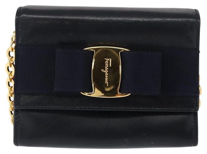 Borsa a Spalla Salvatore Ferragamo in Pelle Blu Navy Oro Auth 156321 D'oro - vista 13