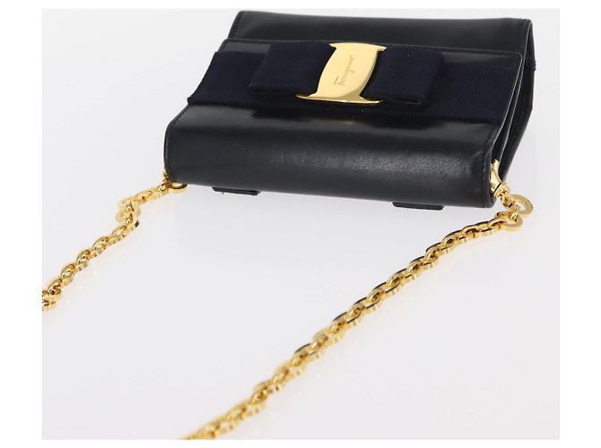 Borsa a Spalla Salvatore Ferragamo in Pelle Blu Navy Oro Auth 156321 D'oro - vista 6