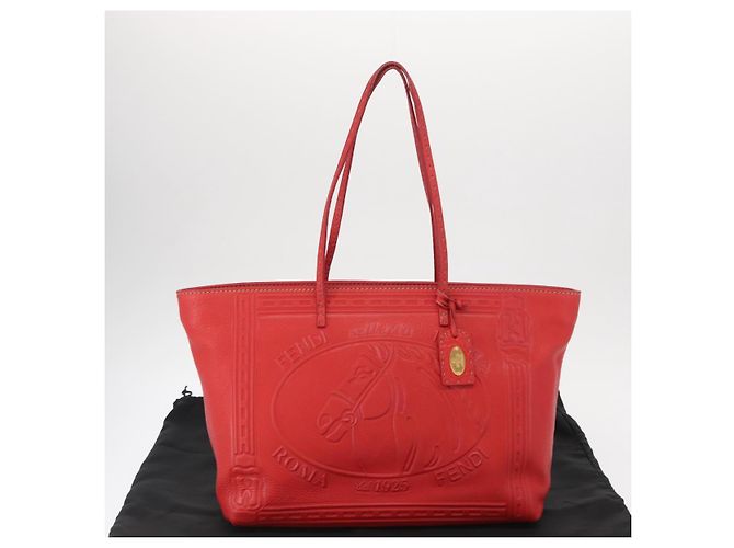 Fendi Borsa Tote Celeria in pelle rossa e oro Auth ka885 Rosso D'oro - vista 12