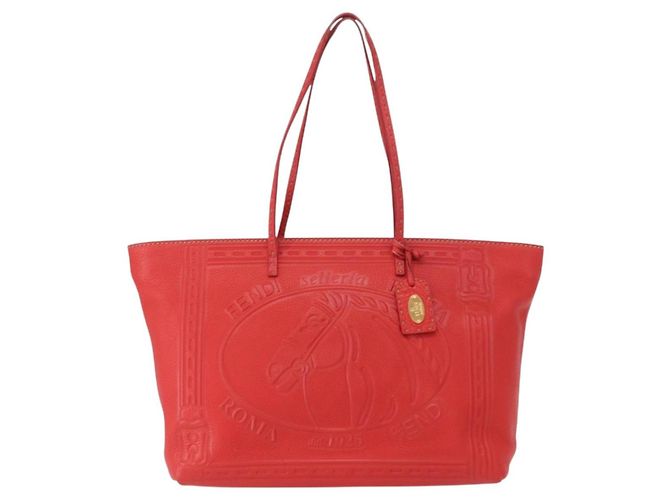 Fendi Borsa Tote Celeria in pelle rossa e oro Auth ka885 Rosso D'oro - vista 13