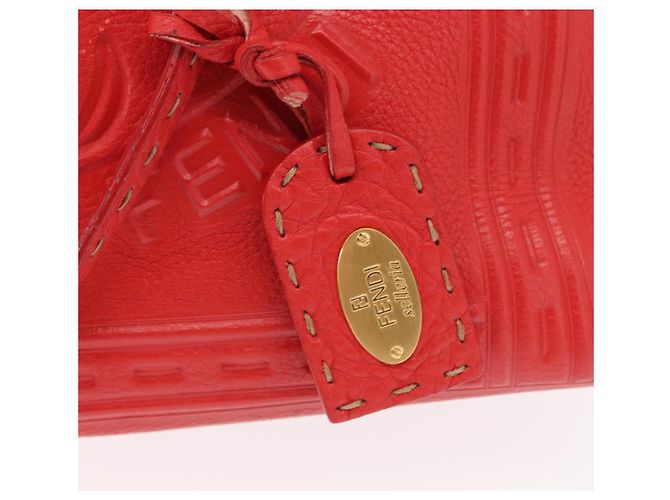 Fendi Borsa Tote Celeria in pelle rossa e oro Auth ka885 Rosso D'oro - vista 18