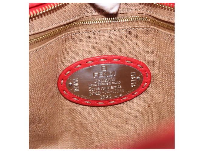 Fendi Borsa Tote Celeria in pelle rossa e oro Auth ka885 Rosso D'oro - vista 19