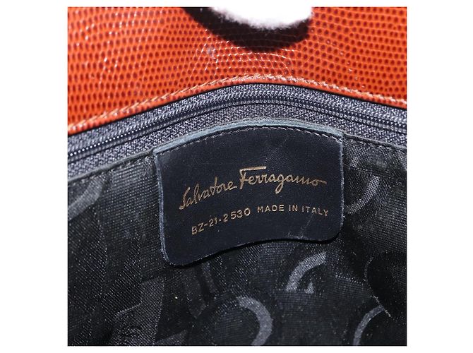 Bolsa Tote Vala de Couro Marrom e Ouro Auth BA8853 da Salvatore Ferragamo - vista 12