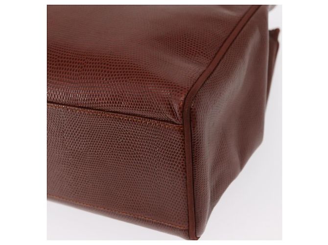 Bolsa Tote Vala de Couro Marrom e Ouro Auth BA8853 da Salvatore Ferragamo - vista 14