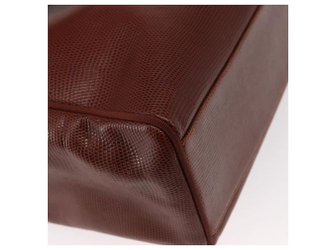 Bolsa Tote Vala de Couro Marrom e Ouro Auth BA8853 da Salvatore Ferragamo - vista 15
