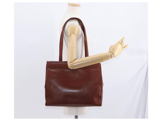 Bolsa Tote Vala de Couro Marrom e Ouro Auth BA8853 da Salvatore Ferragamo - vista 21