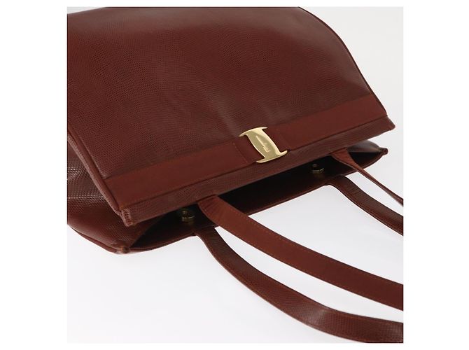 Bolsa Tote Vala de Couro Marrom e Ouro Auth BA8853 da Salvatore Ferragamo - vista 6