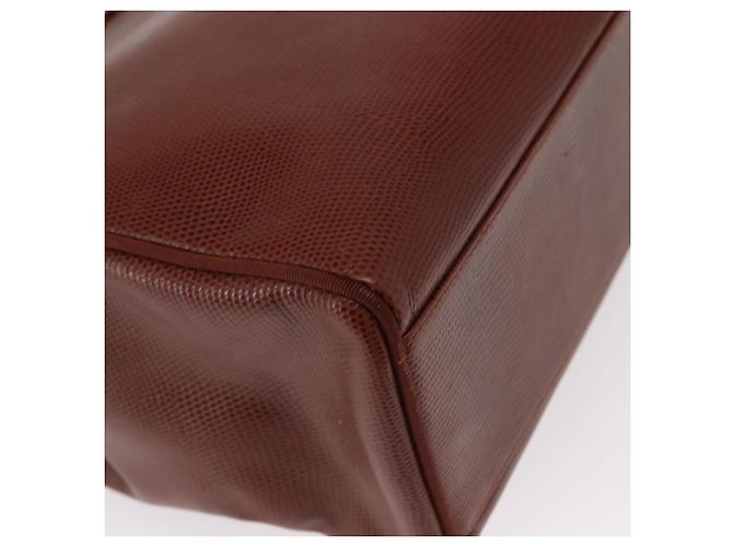 Bolsa Tote Vala de Couro Marrom e Ouro Auth BA8853 da Salvatore Ferragamo - vista 9