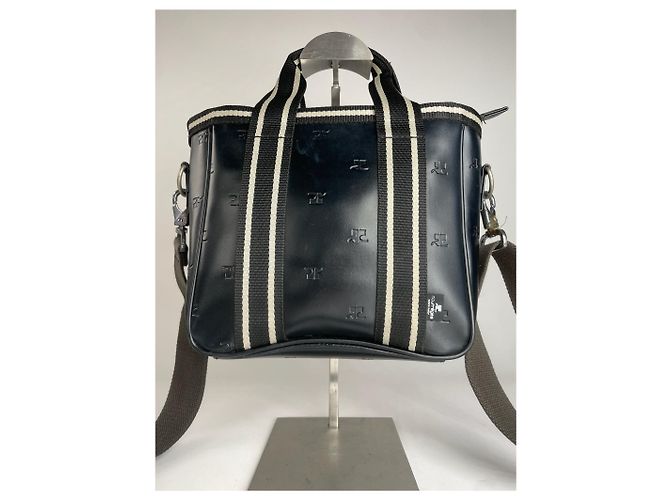 Vintage Courreges Paris 2-Wege Monogramm Handtasche Schwarz Weiß - Ansicht 10
