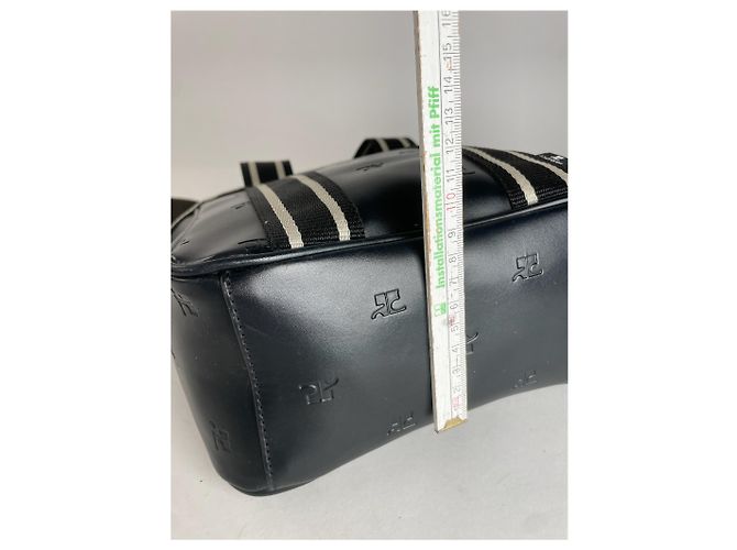 Vintage Courreges Paris 2-Wege Monogramm Handtasche Schwarz Weiß - Ansicht 11