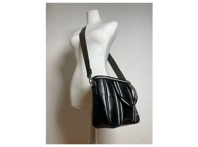 Vintage Courreges Paris 2-Wege Monogramm Handtasche Schwarz Weiß - Ansicht 5