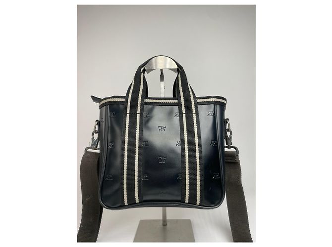 Vintage Courreges Paris 2-Wege Monogramm Handtasche Schwarz Weiß - Ansicht 9