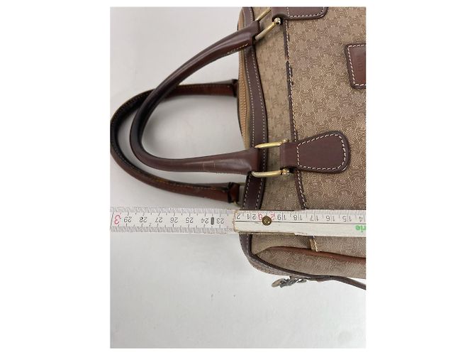 Triomphe Céline Vintage Celine Leder Monogramm Handtasche Beige Braun - Ansicht 3
