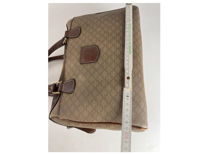 Triomphe Céline Vintage Celine Leder Monogramm Handtasche Beige Braun - Ansicht 4