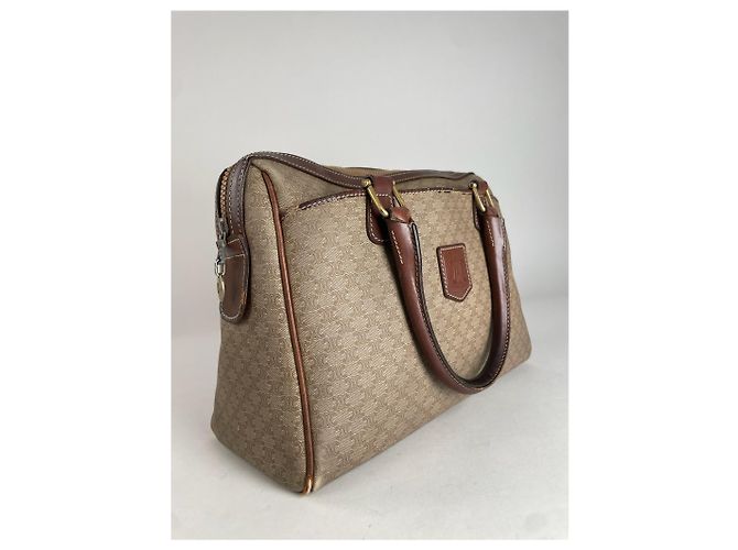 Triomphe Céline Vintage Celine Leder Monogramm Handtasche Beige Braun - Ansicht 5