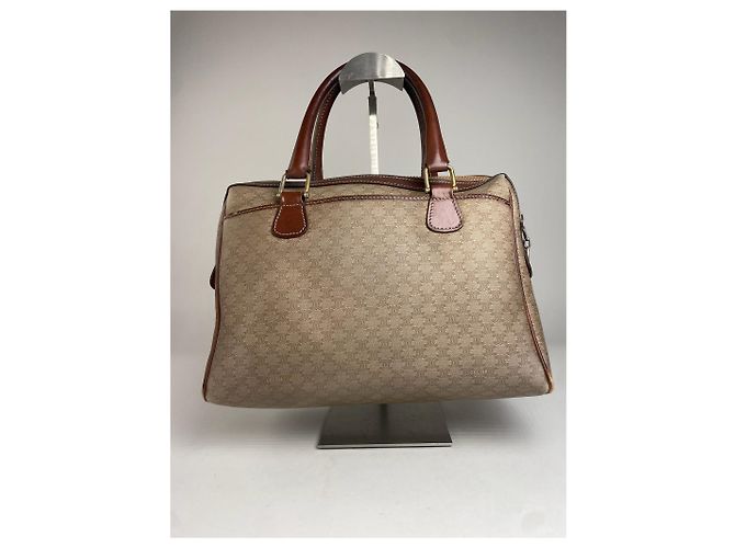 Triomphe Céline Vintage Celine Leder Monogramm Handtasche Beige Braun - Ansicht 9