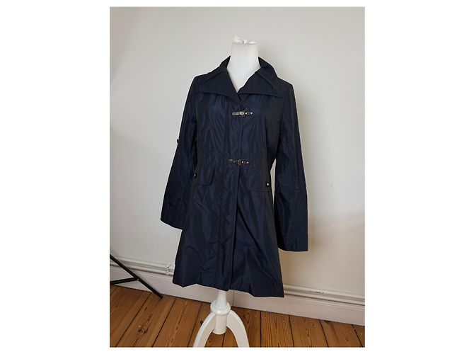 Vintage Courreges Polyester Kurzmantel Marineblau 38/M - Ansicht 12
