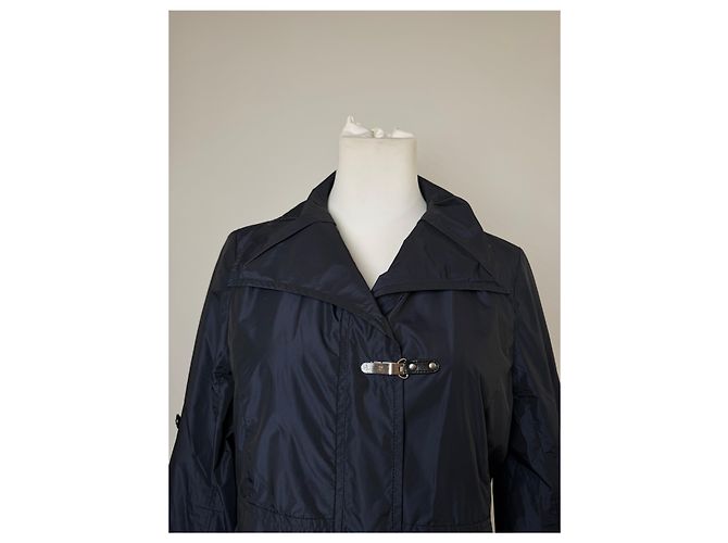 Vintage Courreges Polyester Kurzmantel Marineblau 38/M - Ansicht 13