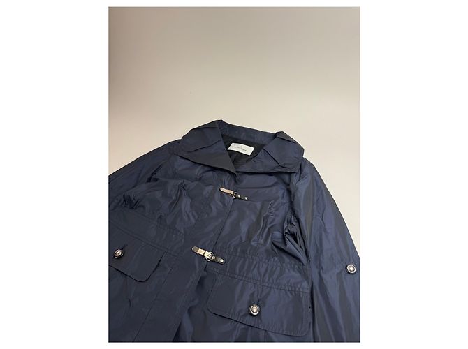 Vintage Courreges Polyester Kurzmantel Marineblau 38/M - Ansicht 5